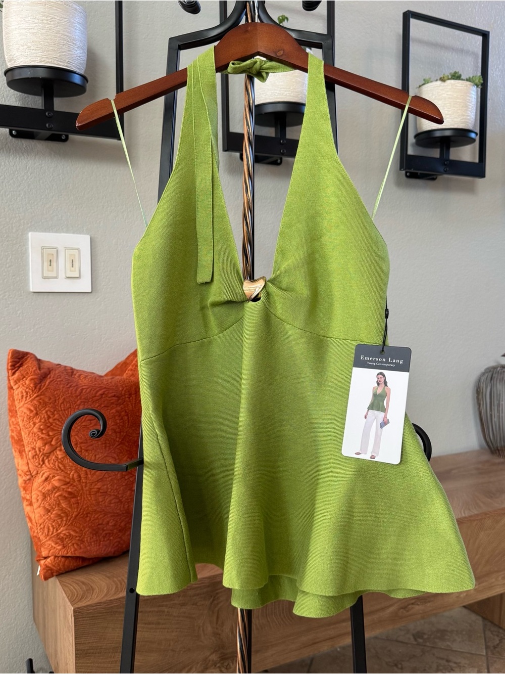 Emerson Lane Lime Halter Knot Camisole